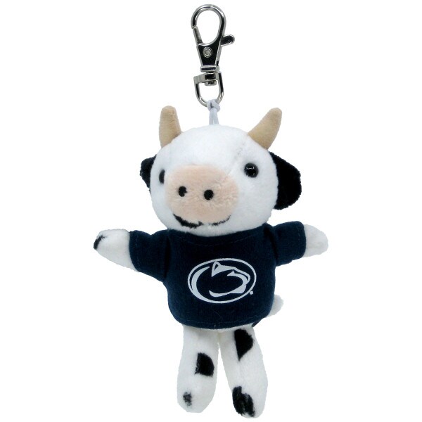 keychain, plush stuffed cow wearing Penn State Athletic Logo shirt